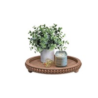 Plateau rond en bois brun à perles pour la décoration de la maison, table basse sur le thème de la ferme, centre de table, type pin
