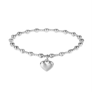 Joyería de Moda para Mujer, Pulseras de Cadena de Bolas de Acero Inoxidable, Dijes de Amor en Oro de 18K, Pulsera con Corazón - Product Image 5