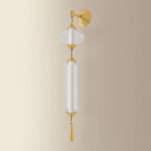 Lámpara de Pared Moderna para Hotel, Restaurante o Cocina, con Pantallas de Vidrio Transparente Acanalado <span class=keywords><strong>Fiorello</strong></span>, Base de Latón Macizo Antiguo - Product Image 2