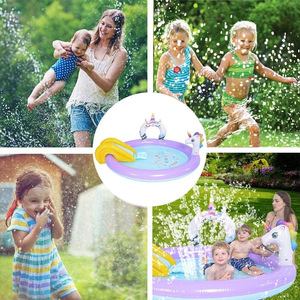 Inflatable Unicorn Slide And Fountain Pool For Kids With Spray Water Feature Outdoor Play Area - Product Image 3