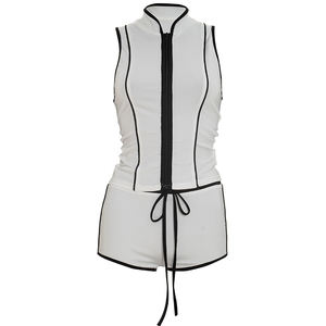 Viviblook Y26ST097 Ensemble d'été pour femme, tenue de yoga et de fitness, débardeur sans manches à fermeture éclair, mini-short à empiècements, ensemble deux pièces - Product Image 6