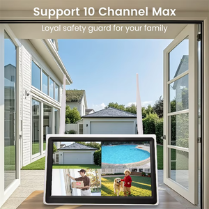 Kit de caméra de sécurité sans fil à énergie solaire à double objectif avec moniteur 10,1 pouces, vision nocturne, audio bidirectionnel, CMOS, <span class=keywords><strong>surveillance</strong></span> extérieure - Product Image 5