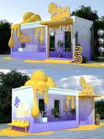 Boutique en conteneur modifié haute résistance, café préfabriqué personnalisé en conteneur, kiosque pop-up modulaire mobile pour la vente au détail en centre commercial