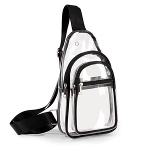 Bolsa de pecho deportiva transparente de PVC, impermeable, con cierre de cremallera, para viajes, Fitness al aire libre, bolsa de un solo hombro para hombre - Product Image 1