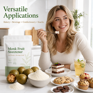 LongBio Extracto de Fruta del Monje en Polvo de Grado Alimenticio, Mogrosido V 25%-55%, <span class=keywords><strong>Edulcorante</strong></span> Natural <span class=keywords><strong>Luo</strong></span> <span class=keywords><strong>Han</strong></span> <span class=keywords><strong>Guo</strong></span> para Bebidas, Panadería y Confitería - Product Image 2