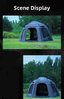 Tente gonflable hexagonale à 360 degrés, grand espace, imperméable, résistante au vent, quatre saisons, portable, pour le camping familial