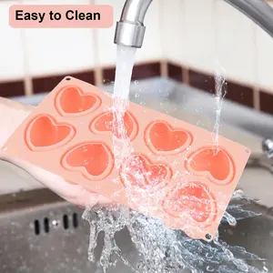 Bán buôn nóng bán khả năng chịu nhiệt 3D 8 lỗ hình trái tim bánh Silicone khuôn