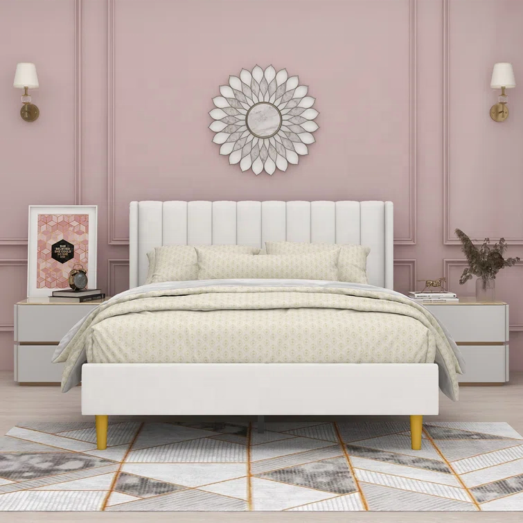 Sigma Popular Luxury Bedroom Sets King Size Queen Furniture Leather Velvet Cotton Linen Fabric Headboard Oak Wooden Bed Frame