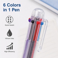 Stylo bille multicolore 6 en 1, stylo rétractable multicolore en plastique, encre noire, bleue, rouge, verte, violette, jaune pour étudiants, école