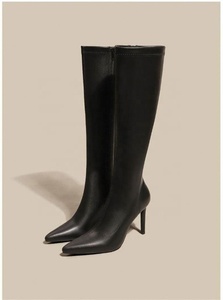 Stivali da Donna con Tacco <span class=keywords><strong>a</strong></span> Spillo al Ginocchio in Pelle Solida, Punta Affusolata, Tacchi Alti, Pompe Invernali per <span class=keywords><strong>Scarpe</strong></span> da Donna - Product Image 4