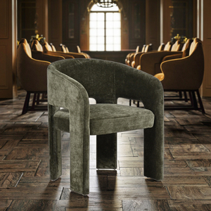 Nordic Luxury Velvet Hotel Dinning Furniture Tufted Single Armchairs with Curved Back Comfort - Product Image 1