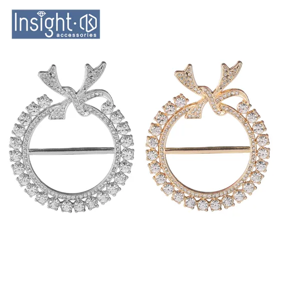 Modern Women Golden Gray Custom Pearl Rhinestones Metal Bowknot Diamond Buttons