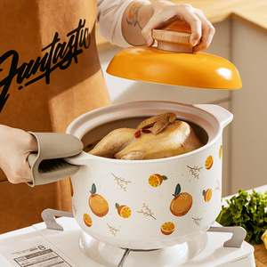 Cazuela de cerámica moderna para cocinar en casa con tapa de vidrio de alta calidad resistente a altas temperaturas, olla de Metal para estofado y caja de sopa empaquetada - Product Image 4