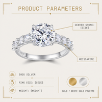 Bague en Moissanite Argentée, Coupe Ronde, Six Griffes, Tige Torsadée, Bijou de Fiançailles et de Mariage pour Femme, Cadeau Nuptial