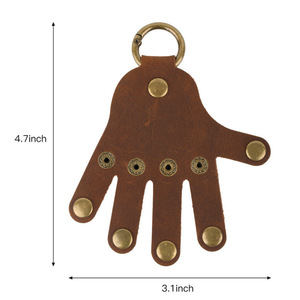 <span class=keywords><strong>Porte</strong></span>-clés rétro en cuir en forme de main, organisateur de clés multi-poches, breloque de sac en cuir marron, <span class=keywords><strong>porte</strong></span>-clés en cuir PU, cadeau - Product Image 5