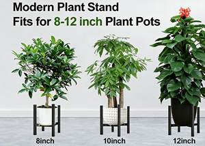 <span class=keywords><strong>Support</strong></span> de Plantes Métallique <span class=keywords><strong>Réglable</strong></span> <span class=keywords><strong>en</strong></span> Largeur et <span class=keywords><strong>Hauteur</strong></span>, <span class=keywords><strong>Support</strong></span> de Plantes Moderne Noir avec Capacité de Charge de 120 LBS, Supports de Plantes Imperméables Antidérapants - Product Image 4