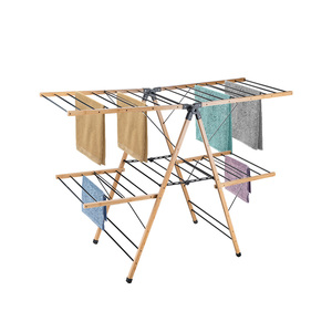 Nouveauté Séchoir à linge de style papillon pour balcon Séchoir à linge pliable en <span class=keywords><strong>bois</strong></span> en bambou - Product Image 3