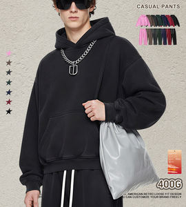 Ensemble sweat à capuche et pantalon <span class=keywords><strong>de</strong></span> survêtement en molleton vintage pour homme, 400g, épais, chaud, sweat à capuche, pantalon <span class=keywords><strong>de</strong></span> <span class=keywords><strong>jogging</strong></span> décontracté à jambe droite - Product Image 2