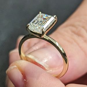 Gia Igi сертифицированные CVD HPHT лабораторные выращенные изумрудной огранки пасьянс обручальные кольца для женщин 14k/18k сплошные золотые кольца с бриллиантами - Product Image 2