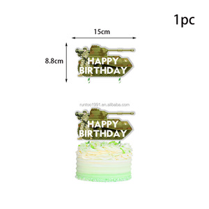 Ensemble de décoration pour fête d'<span class=keywords><strong>anniversaire</strong></span> de garçon sur le thème du camouflage, avec drapeau, décoration de gâteau et ballons en latex - Product Image 5