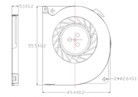 Mini ventilateur soufflant à moteur CC sans balais 5V/12V, 2 pouces, haut débit d'air (CFM), fonctionnement silencieux pour processeur et alimentation 50x50x5mm