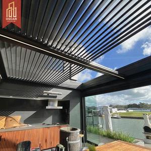 Pergola de jardin extérieure offrant ombrage et fonction bioclimatique, idéale pour serre à toit à lames orientables en <span class=keywords><strong>France</strong></span>, pergola rétractable - Product Image 1