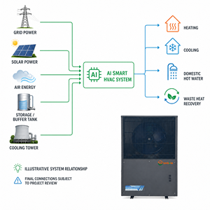ระบบปรับอากาศอัจฉริยะ Ai Smart Multi Supply HVAC สำหรับทำความร้อน ความเย็น และน้ำร้อน พร้อมระบบกู้คืนความร้อนจากของเสีย สำหรับอุตสาหกรรม รุ่น Krs-38 - Product Image 3