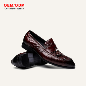 Zapatos Formales de Negocios Personalizados OEM, de Cuero Genuino con Estampados de Animales, con Punta en Pico, Mocasines Sin Cordones para Hombre, que Aumentan la Estatura - Product Image 1