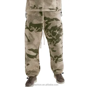 กางเกงวอร์มขนแกะเชอร์ปาสำหรับผู้ชาย,กางเกงพิมพ์ลายพรางฤดูหนาวแบบกำหนดเอง
