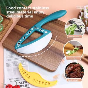 New Stainless Steel Pizza With Protective Sheath Semi-Circular Herb Cutter Multi-Purpose Kitchen Baking Tool - Product Image 2