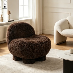 Poltrona in Peluche Effetto Pelliccia - Divano Singolo in Finta Pelliccia a Pelo Lungo - Poltrona Morbida in Tessuto Teddy per Arredamento Moderno Casa e Hotel - Product Image 5
