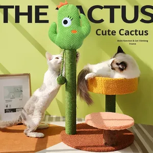Arbre à chat classique et mignon avec griffoir en sisal épais, résistant à l'usure et de haute qualité, design cactus - Product Image 1