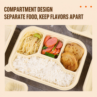 Boîte à lunch compostable en amidon de maïs à compartiments multiples, conteneur alimentaire jetable pour la vente en gros aux restaurants à emporter
