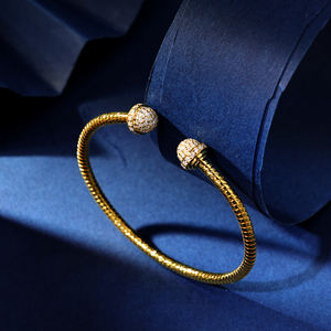Hot Selling Artic Jewellery Christian Fashion Jewelry <b>925</b> <b>Sterling</b> <b>Silver</b> 18K Yellow Gold Plated Zircon Trendy Cuff <b>Bracelet</b> - Product Image 3