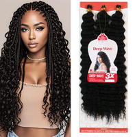Extensions de cheveux synthétiques Ocean Wave 3X Deep Wave, tissage simple, teintes, 300g, ignifuges, douces et bouclées, pour femmes noires
