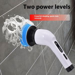 Brosse de nettoyage électrique sans fil 360° pour salle de bain, douche et voiture, avec long manche et 7 têtes de rechange, étanche - Product Image 2