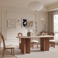 Ensemble table à manger de style scandinave Table à manger en bois avec 4 chaises et dessus en marbre pour meubles de salle à manger