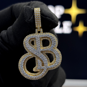 Custom <b>Initial</b> Letter <b>Pendant</b> Iced Out Monogram Necklace Gold Plated Diamond Charm for Men & Women - Product Image 4