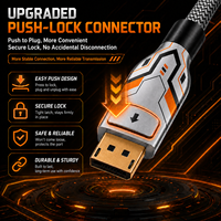Câble vidéo tressé plaqué or 16K 60Hz 8K DP 2.1 80 Gbps avec verrouillage Push Lock, HDR dynamique, G-Sync, FreeSync pour moniteur, station de travail et jeux