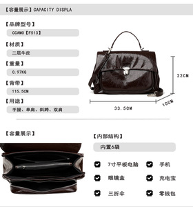 Nuevas Bolsas de Mensajero de Alta Calidad para Mujer, Bolsos de Mano de Cuero Genuino, Bolsos Cruzados, Bolsos de Hombro para Mujer, Bolsos Tote con Asa Superior - Product Image 2