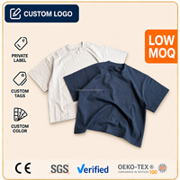 T-shirt Homme Personnalisé en Coton Lourd 100% Vierge, Coupe Oversize Boxy, Épaules Tombantes, Col Montant Uni, Qualité Supérieure, Vente en Gros