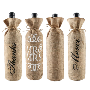 Sac en jute personnalisé pour bouteille de vin, sac cadeau de mariage en toile de jute, sac d'emballage réutilisable pour festival, banquet de mariage, fête d'anniversaire - Product Image 2