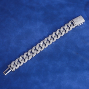 Custom 20MM 10K Real Gold Lab Diamond Cuban Link <b>Chain</b> Hip Hop <b>Iced</b> Out DEF VVS Lab Grown Diamond Cuban Bracelet - Product Image 5