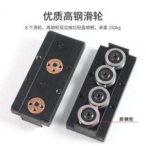Heavy Duty Sliding Wardrobe Track Quadruple Damper Wall Mount Iron Material YG300 BTS Model - Product Image 1