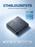 STM8L052R8T6TR MCU de 8 bits de ultra bajo consumo, 64 KB de memoria Flash, CPU de 16 MHz, EEPROM integrado, 1.8V-3.6V, -40 ° De la C a la 85 ° C, Modos de Bajo Consumo