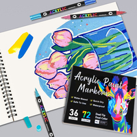 Ensemble de stylo marqueur d'art de peinture acrylique à double tête non toxique permanent pour la peinture de bricolage