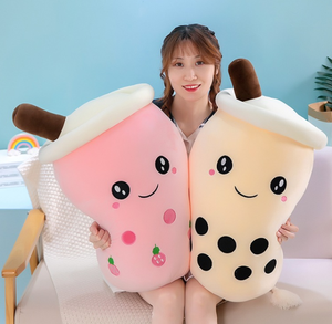 Coussin en peluche doux de 50 cm, motif dessin animé Kawaii, fruits, lait, boba, thé aux bulles, café, rembourré en coton PP - Product Image 4