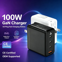 Chargeur rapide GaN multi-ports 100W PD QC3.0 PPS, adaptateur secteur mural, prise US, pour ordinateurs portables et appareils mobiles, approvisionnement en gros