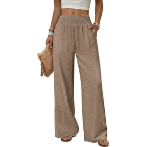 <b>Women</b> High Waist Elastic Wide Leg <b>Pants</b> Casual Solid Trousers With Pockets <b>Summer</b> Loose Fit - Product Image 3