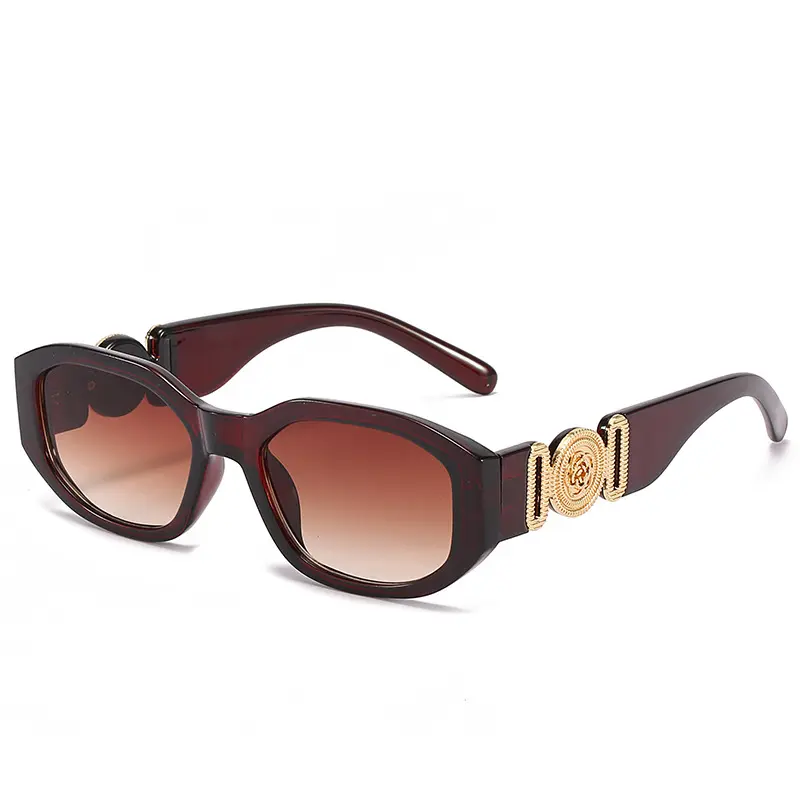 2024 Custom Small Square Polygon Sunglasses with Leopard Frame New Wholesale Product